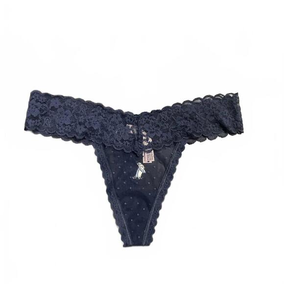 Victoria's Secret Other - Victoria's Secret Navy Embroidered Lace Thong Panty